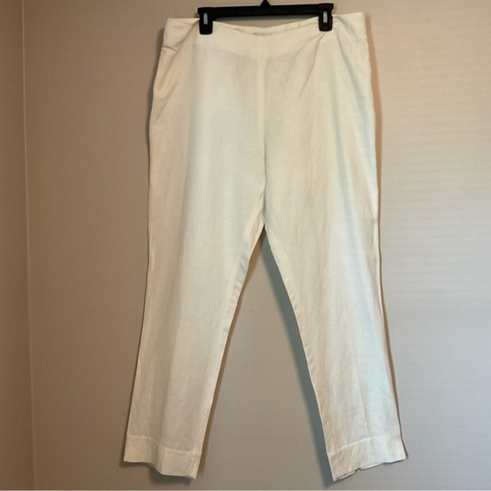 ZOEY Womens White Linen Blend Cropped‎ Pants Size 14